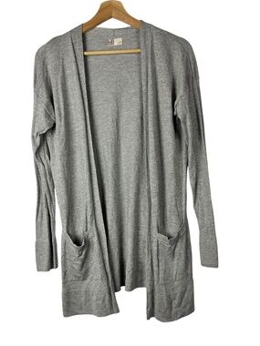SO Light Gray Tunic Length Lightweight Cardigan Sweater M